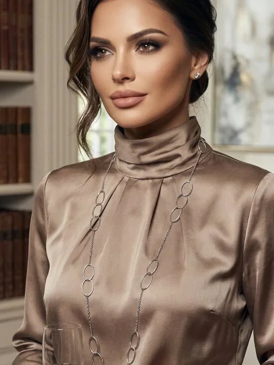 Long Silver Station Necklace - Picture 3 of 4